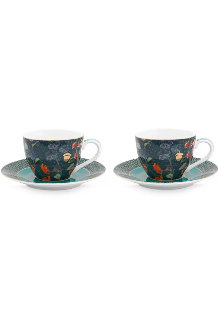 Shop Winter Wonderland Set/2 Espresso Cups & Saucers Dark Blue Cups/Saucers
