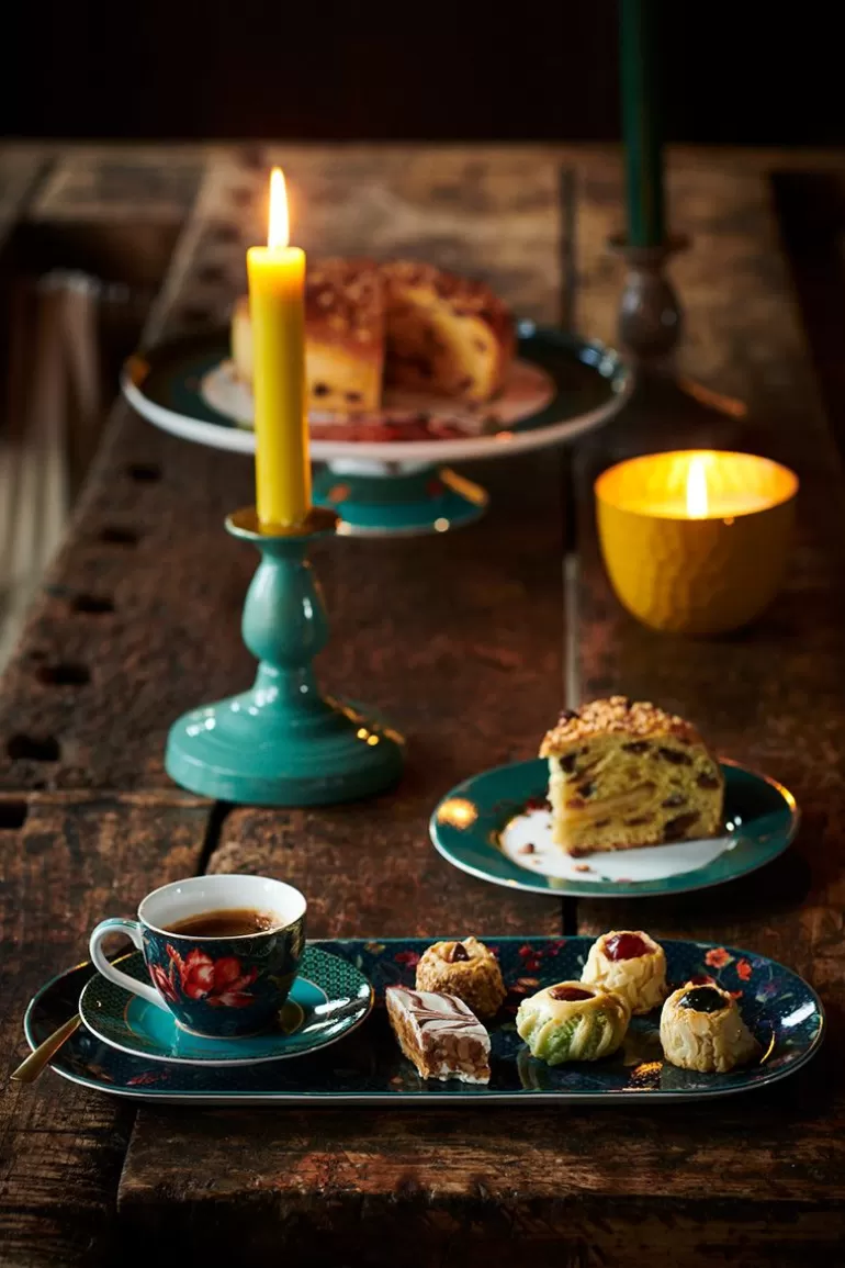 Shop Winter Wonderland Set/2 Espresso Cups & Saucers Dark Blue Cups/Saucers