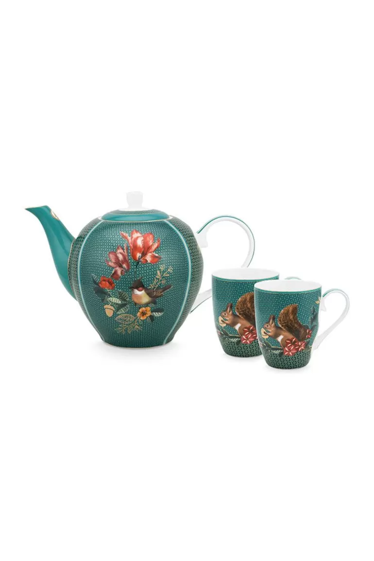 Cheap Winter Wonderland Tea Set/3 Green Porcelain Sets